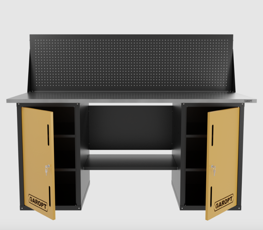 Верстак двухтумбовыи с экраном, желтый 1800*700 Garopt, GT1800DDPP.yell