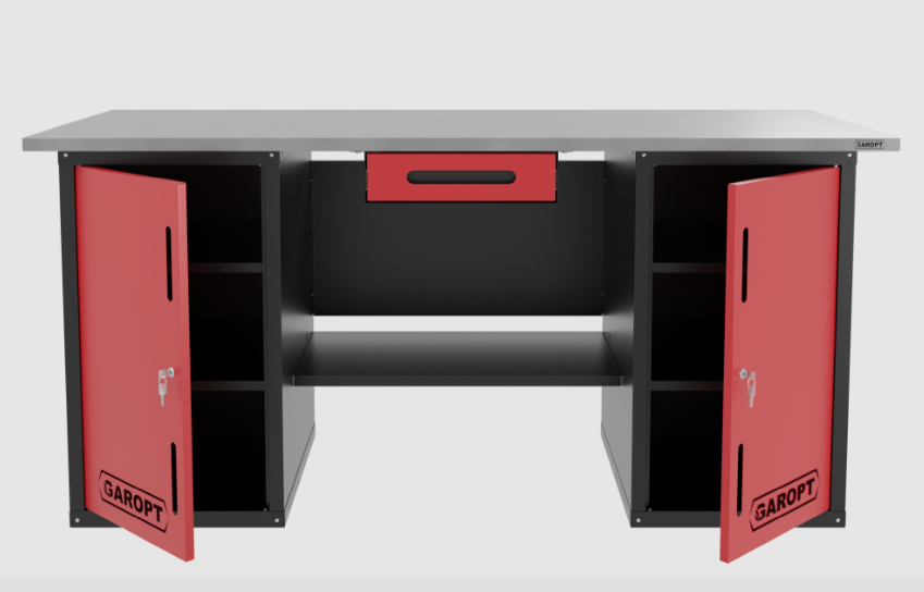 Верстак двухтумбовыи с ящиком, красный 1800*700 Garopt, GT1800DDY1.red