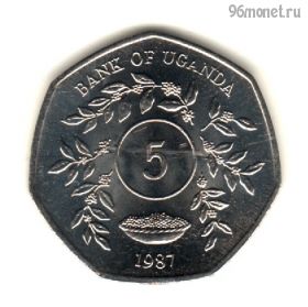 Уганда 5 шиллингов 1987
