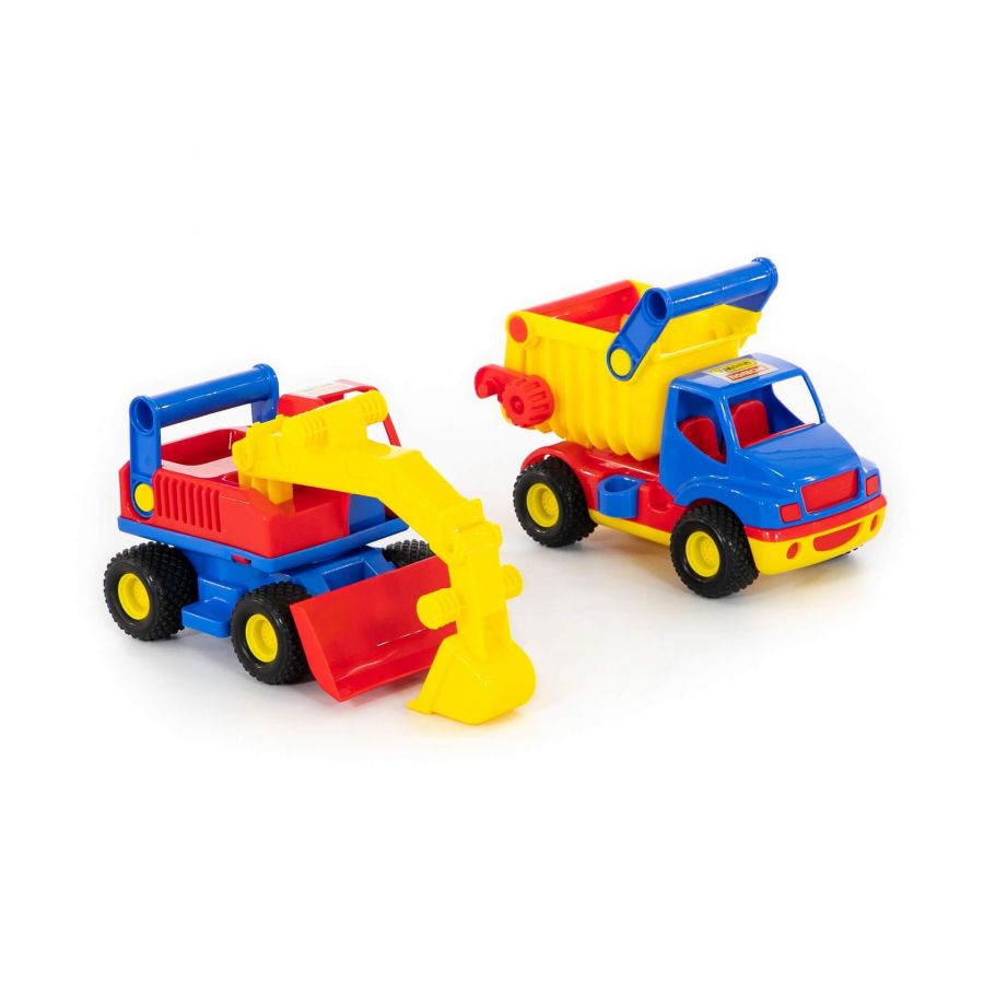 "КонсТрак", автомобиль-самосвал + "КонсТрак", экскаватор колёсный (в коробке)