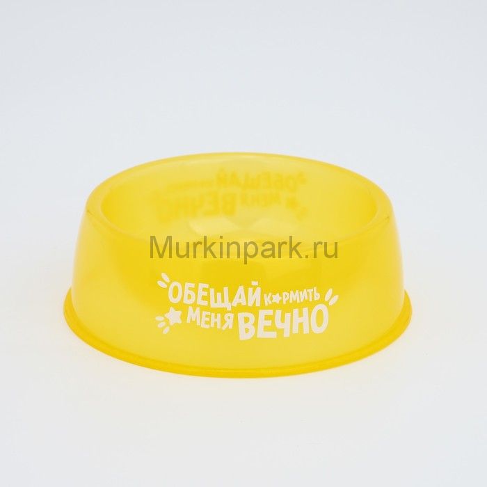 Миска пластиковая «Обещай кормить меня вечно», 300 мл, желтый