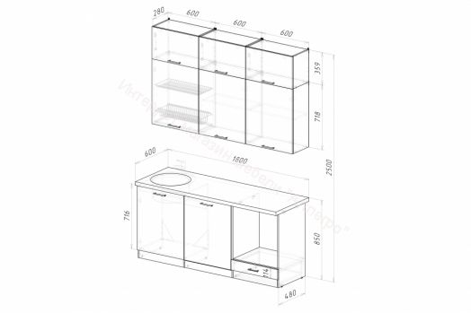 Кухонный гарнитур Асая макси 2 1800 мм (ПМ)