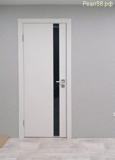 SH-6 цвет Ясень белый, кромка серая, стекло чёрное