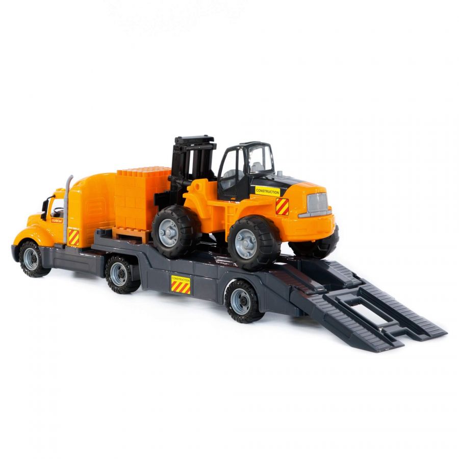 "Майк", автомобиль-трейлер + автокар + конструктор "Супер-Микс" - 30 элементов на поддоне (в лотке)