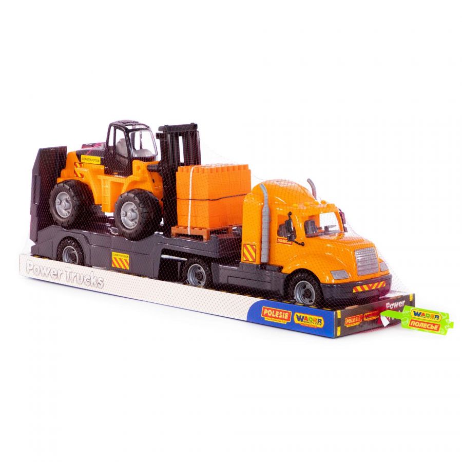 "Майк", автомобиль-трейлер + автокар + конструктор "Супер-Микс" - 30 элементов на поддоне (в лотке)