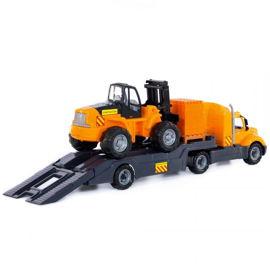 "Майк", автомобиль-трейлер + автокар + конструктор "Супер-Микс" - 30 элементов на поддоне (в сеточке)