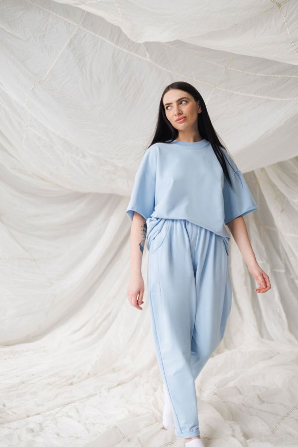 Футболка оверсайз небесного цвета