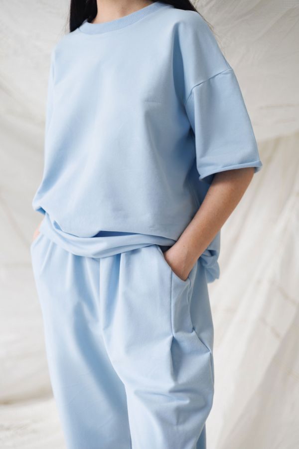 Футболка оверсайз небесного цвета