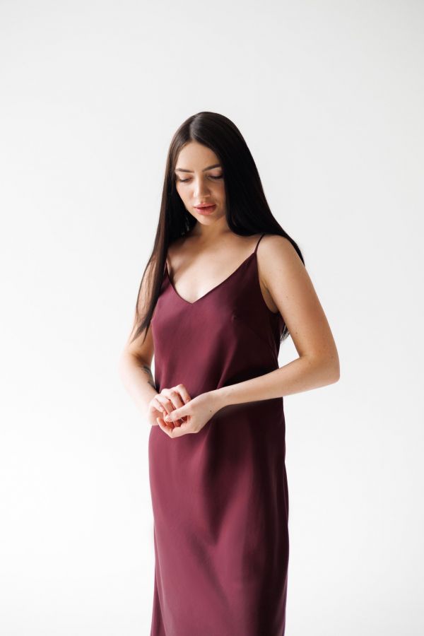 Платье комбинация Finezza из эвкалипта винное