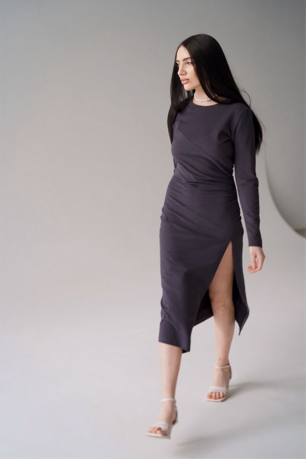 Платье Forza с разрезом на молнии графит