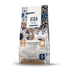 Сухой корм для собак средних и крупных пород Vida Super с курицей индейкой и овощами