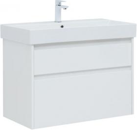 Тумба под раковину Aquanet Nova Lite 85 белый глянец, 2 ящика 00249936