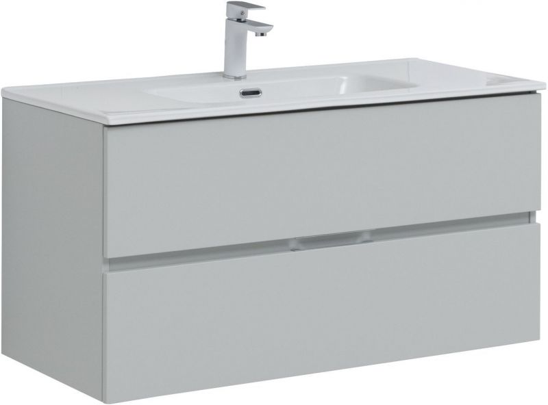 Тумба под раковину Aquanet Алвита New 100 2 ящика, серый 00277520