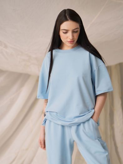 Футболка оверсайз небесного цвета