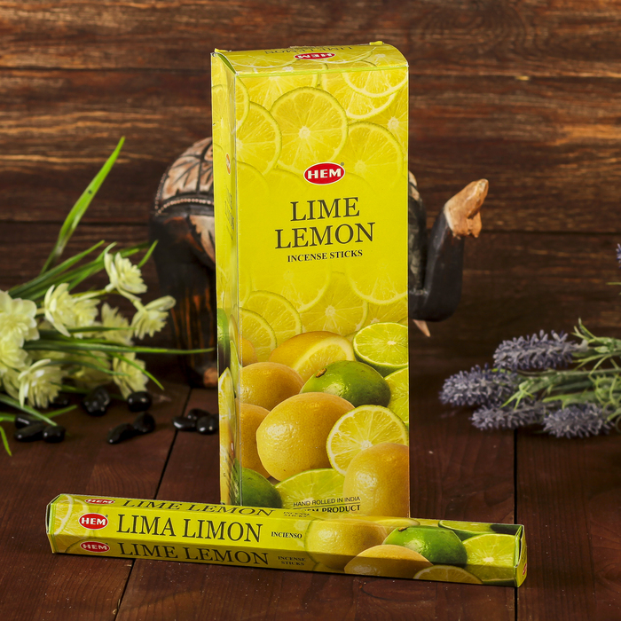 Благовония "HEM" 20 палочек угольные lime lemon