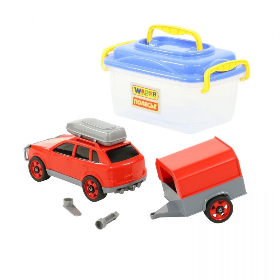 Конструктор "Автомобиль легковой с прицепом" (в контейнере)