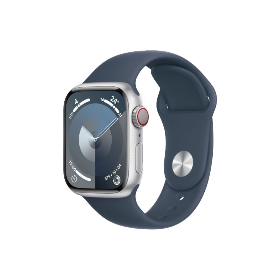 Apple Watch Series 9 GPS, 45мм , корпус серебристый, ремешок синий