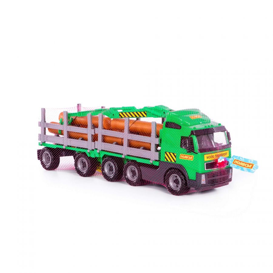 Автомобиль-лесовоз с прицепом (в сеточке)