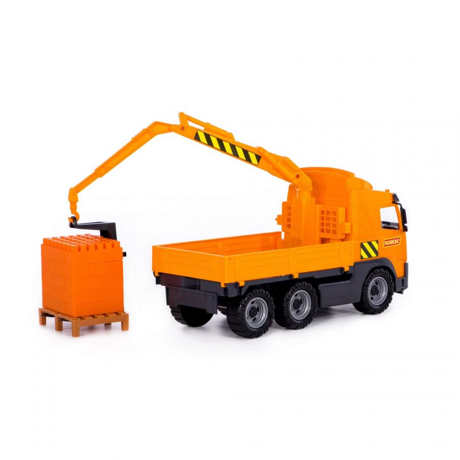Автомобиль-кран с манипулятором + конструктор "Супер-Микс" - 30 элементов на поддоне (в коробке)