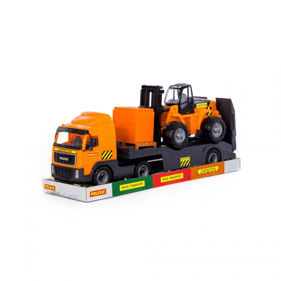 Автомобиль-трейлер + автокар + конструктор "Супер-Микс" - 30 элементов на поддоне (в лотке)