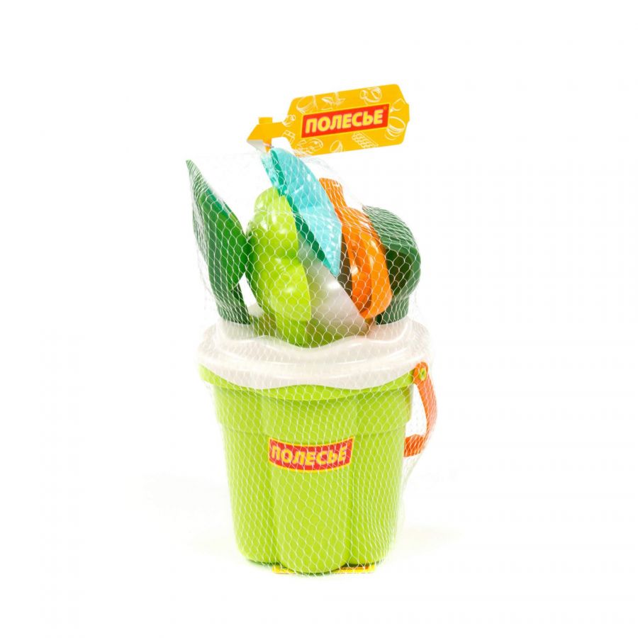 Набор №648 сафари: ведро-цветок среднее №3, ситечко-цветок среднее №3, лопатка №5, грабельки №5, формочки (ракушка №2 + морской конёк + морская звезда