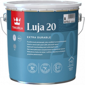 Краска для Стен и Потолков Tikkurila Luja 20 2.7л Полуматовая, Моющаяся с Противоплесневыми Компонентами / Тиккурила Луя 20.