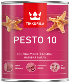 Эмаль Универсальная Tikkurila Pesto 10 2.7л Матовая, Интерьерная, без Резкого Запаха / Тиккурила Песто 10.
