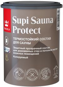 Состав Термостойкий для Сауны Tikkurila Supi Sauna Protect EP 0.9л Прозрачный, Полуматовый / Тиккурила Супи.