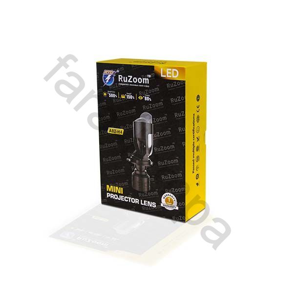 Светодиодные линзы лампы в фары H4 (80 ватт) серия А82