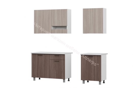 Кухонный гарнитур "Розалия" 1,7 м  со столешницей Серия 2 (Ясень шимо светлый/тёмный)