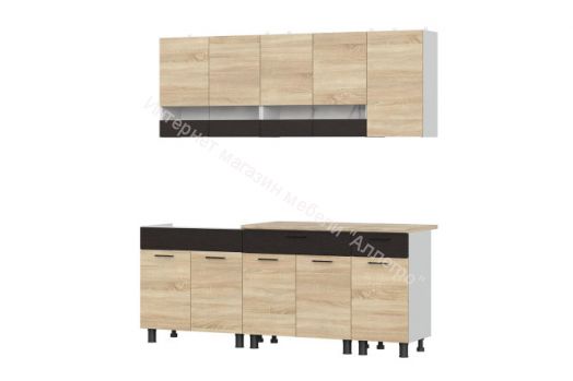 Кухонный гарнитур "КГ-2" 2 м со столешницей Серия 2 (Дуб сонома/Дуб венге)