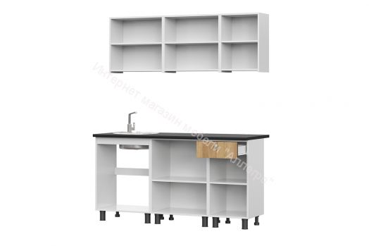 Кухонный гарнитур "КГ-1" 1,6 м со столешницей (Белый/Цемент светлый)