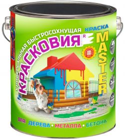 Красковия MASTER Красковия  3кг Черная, Быстросохнущая Краска для Дерева, Металла, Бетона/ Красковия.