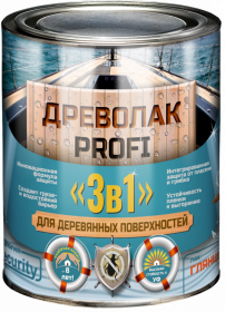 Древолак PROFI «3 в 1» Красковия 2.0кг Износостойкий Глянцевый Лак "3 в 1" для Дерева, Бесцветный / Красковия.