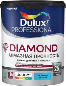 Краска для Стен и Потолков Dulux Diamond Matt 9л Матовая, Износостойкая, Моющаяся, Белая / Дюлакс.