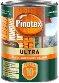 Декоративная Пропитка Pinotex Ultra 1л Тик с Воском для Защиты Древесины до 10 лет / Пинотекс Ультра.