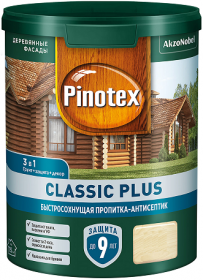 Пропитка-Антисептик Pinotex Classic Plus 3 в 1 9л Сосна для Защиты Древесины до 9 лет / Пинотекс Классик Плюс.*