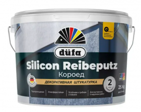 Декоративная Штукатурка Короед 25кг Dufa Silicon Reibeputz Белая, на Силиконовой Основе Зерно 2мм / Дюфа.