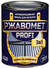 Грунт-Эмаль по Ржавчине Красковия Ржавомет Profi «3в1» 0.9кг Белый Полуглянцевая, Алкидно-Уретановая для Внутренних и Наружных Работ.