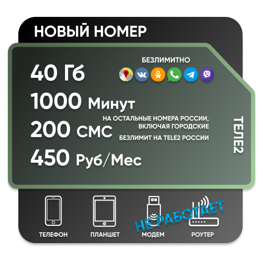 SIM-карта Теле2 Компаньон M