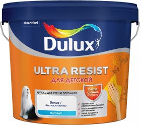 Краска для Детской Dulux Ultra Resist 5л для Стен и Потолков, Белая, Матовая / Дюлакс.