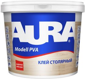 Клей ПВА Столярный Aura Modell PVA 10л для Элементов Мебели, Дерева, Фанеры и Бумаги / Аура.