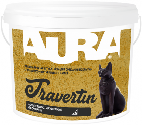 Декоративная Штукатурка Aura Travertin 16кг с Эффектом Известняк, Ракушечник, Песчаник, Гротто, Марморин / Аура Травертин.