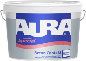Адгезионный Грунт Aura Beton Contakt 4кг Белый для Внутренних и Наружных Работ / Аура.