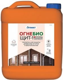 Пропитка Оптимист С413 Огне-Биощит-1 5л 1-я Группа Защиты, Красный, для Защиты Древесины от Огня и Биопоражения, Наружных и Внутренних Работ.