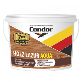 Защитно-Декоративный Состав Condor Holz Lazur Aqua 0.9 л Дуб для Дерева для Наружных и Внутренних Работ.