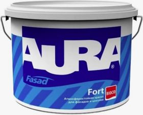 Краска Фасадная Aura Fasad Fort 2.7л Белая, Матовая, Атмосферостойкая  для Фасадов и Цоколей / Аура.