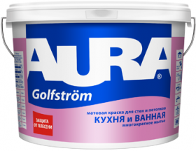 Краска для Ванной и Кухни Aura Interior Golfstrom 4.5л Особопрочная, Белая, Матовая / Аура.