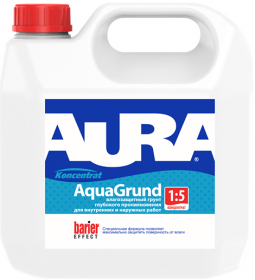 Грунт Глубокого Проникновения Aura Aqua Grund Koncentrat 3л Концентрат (1:5) Влагозащитный, Универсальный / Аура.