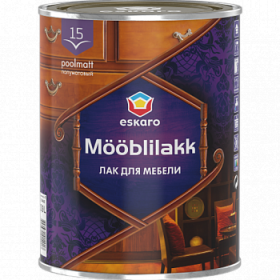 Водоразбавляемый Акриловый Лак 0.9л Eskaro M??blilakk 15 Полуматовый для Мебели.